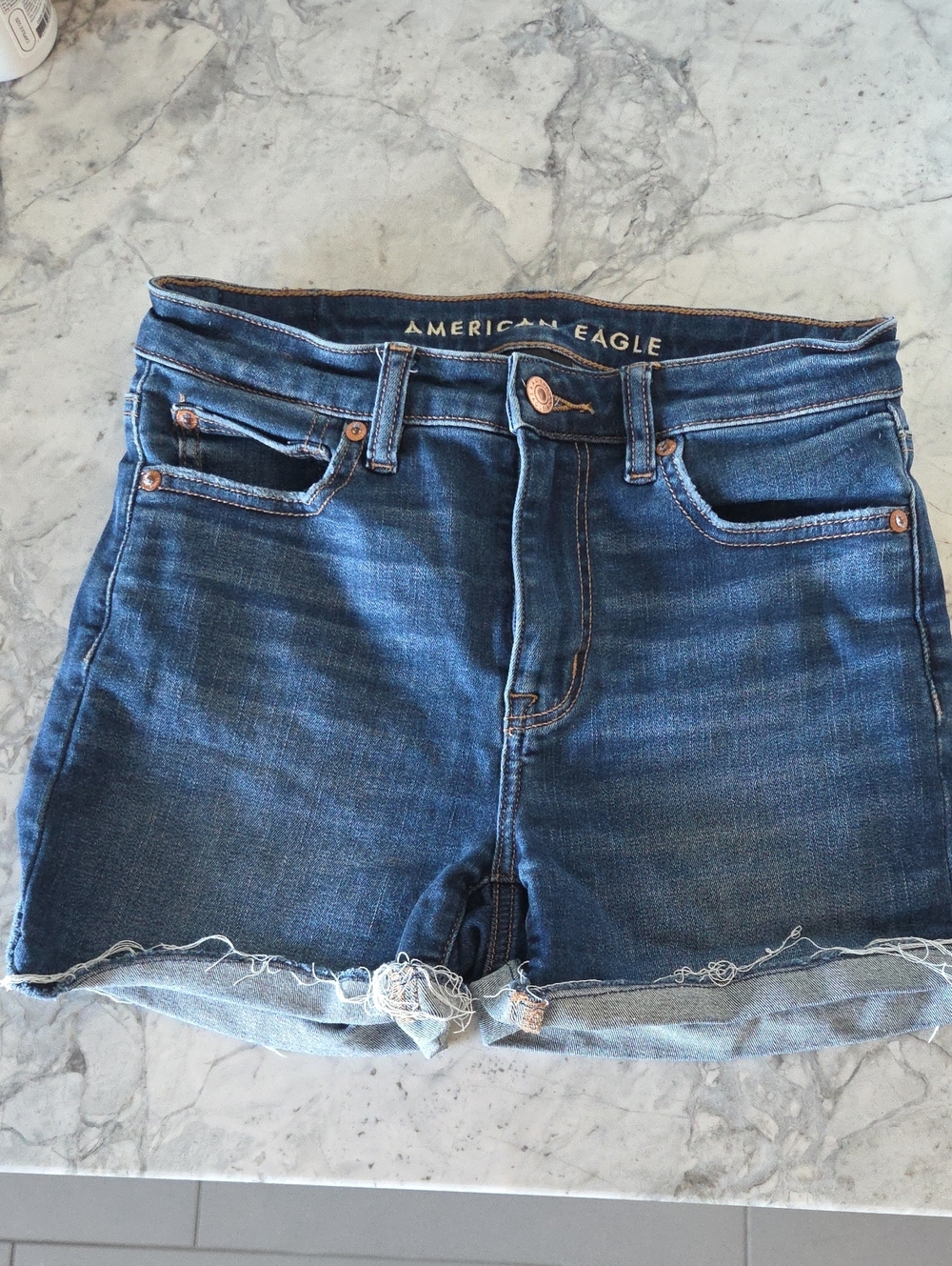 American Eagle Outfitters Blue Denim Frayed Hem Shorts